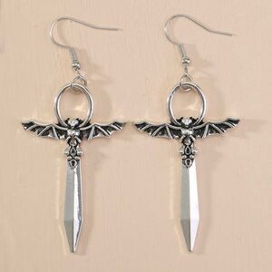 Gothcore Bat Dagger Drop Earrings
